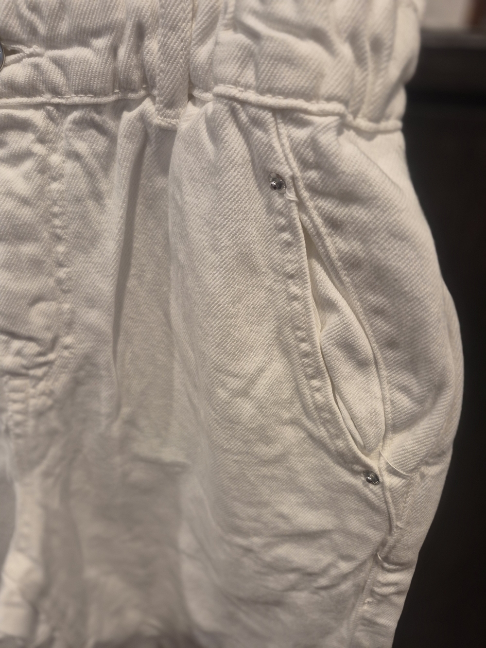 Zara White Boyfriend Paperbag Waist Jeans Size 4 - Picture 7 of 8